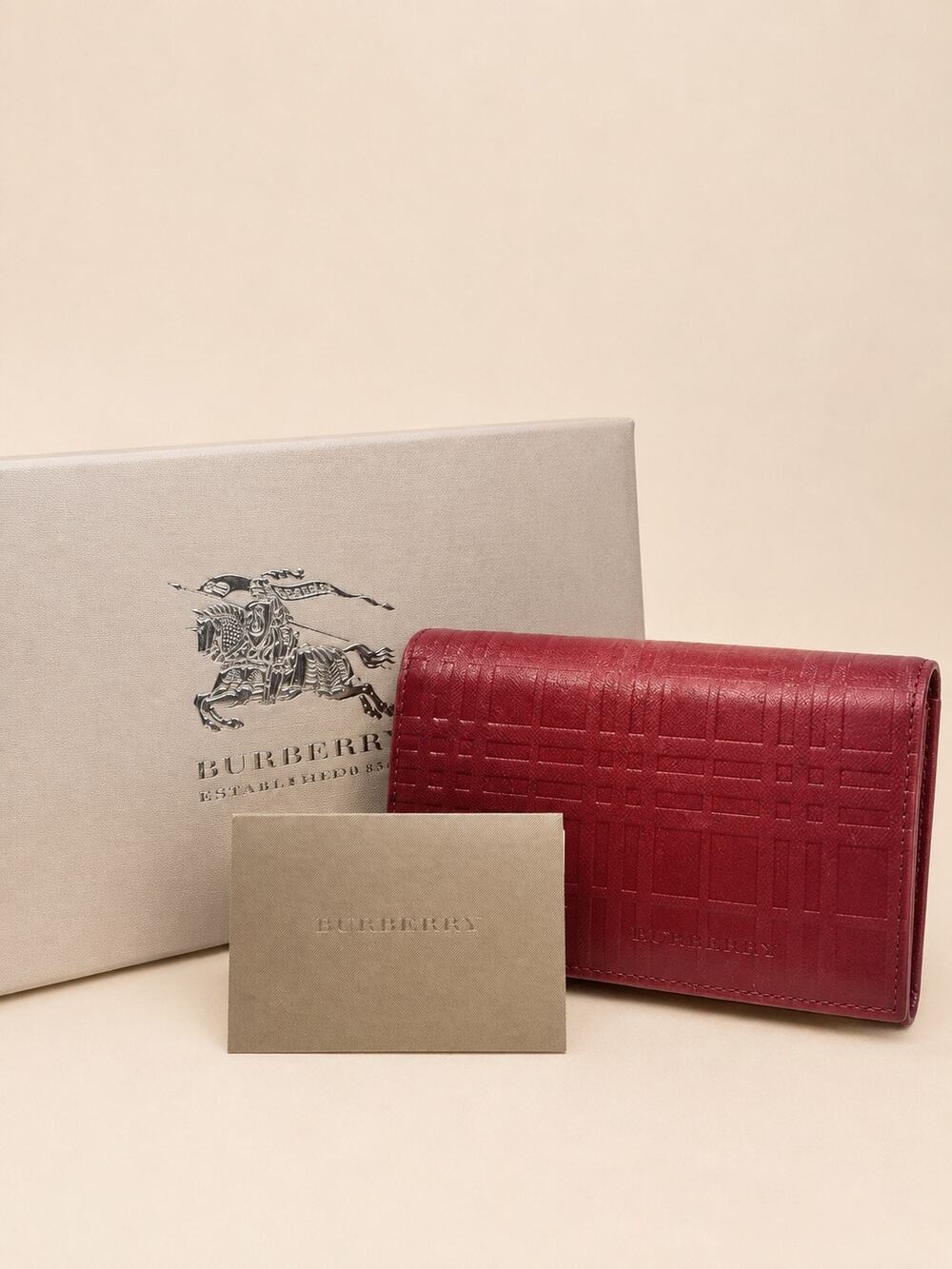 Burberry "Porter" Check-Embossed Grained Leather Continental Wallet